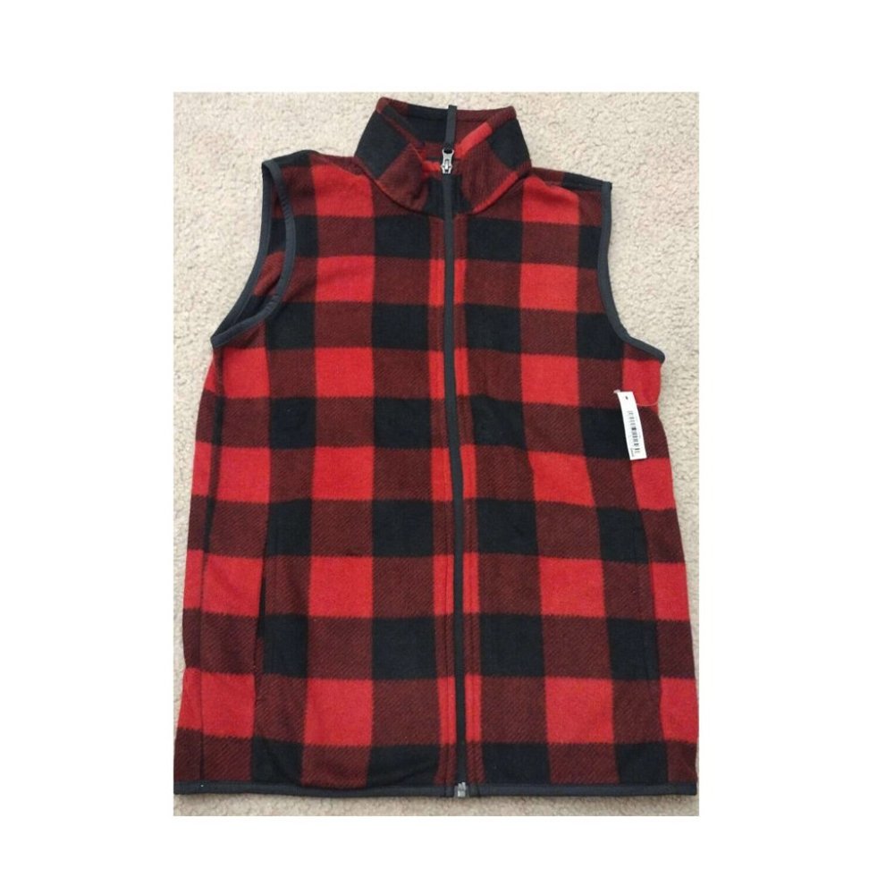 Red Buffalo Plaid Child's fleece Vest XL 12 Years Christmas Unisex Girl Boy - Picture 6 of 6